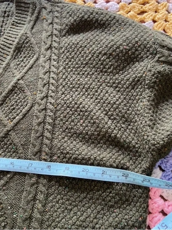 NWT New LOFT Forest Green Flecked Cable Knit Cardigan Sweater XLarge XL - Picture 4 of 11